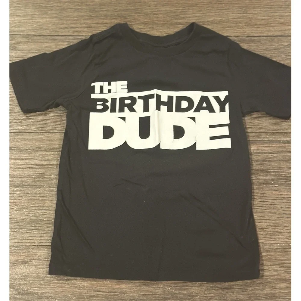 The Children's Place Boys Black Tee Size 4T The Birthday Dude‎ Graphic Tee
